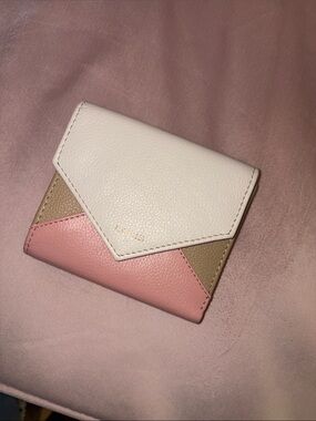 Lodis Colorblock Envelope Wallet in White, Pink & Tan